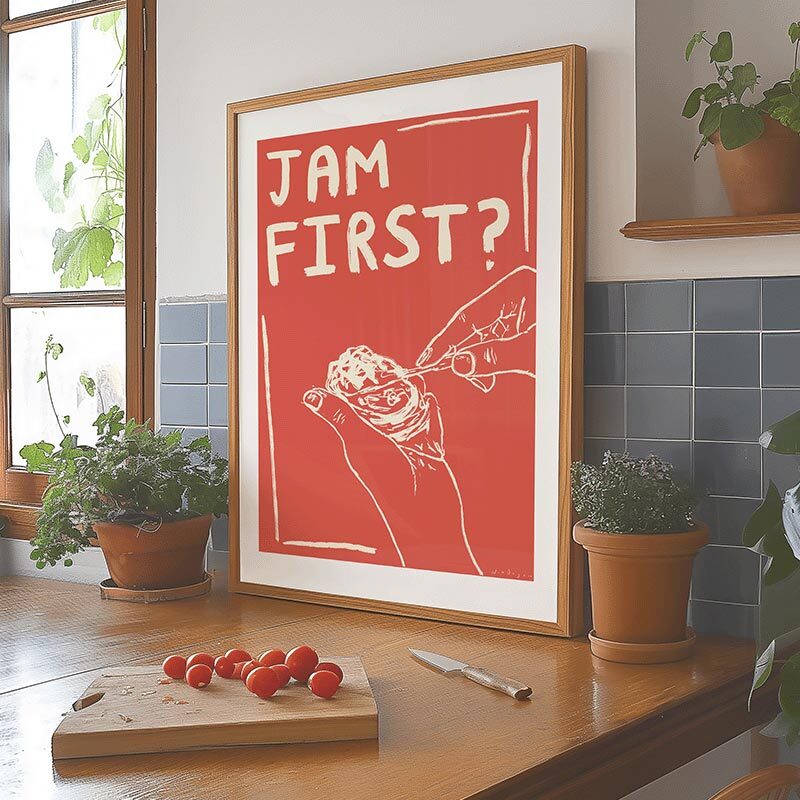 jam art print by nia beynon in oak frame