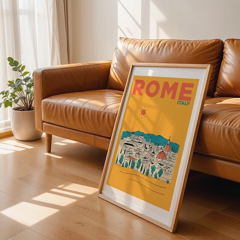 rome art print by places and spaces art co in oak frame