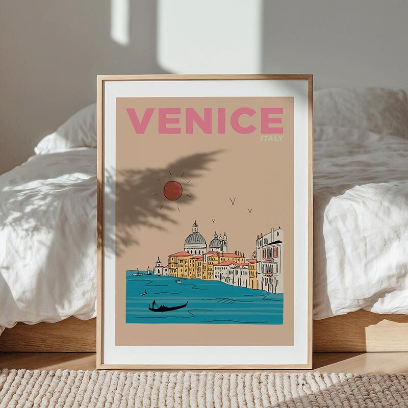 venice italy art print by places and spaces art co in oak frame