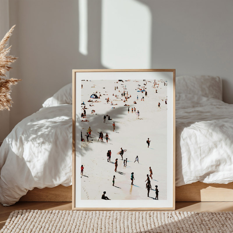 beach life art print by rafael farias in oak frame