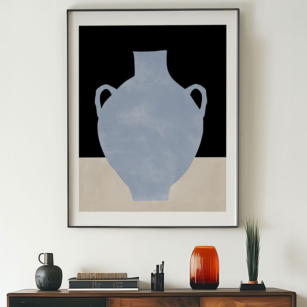 blue still life I art print by the print republic in black frame