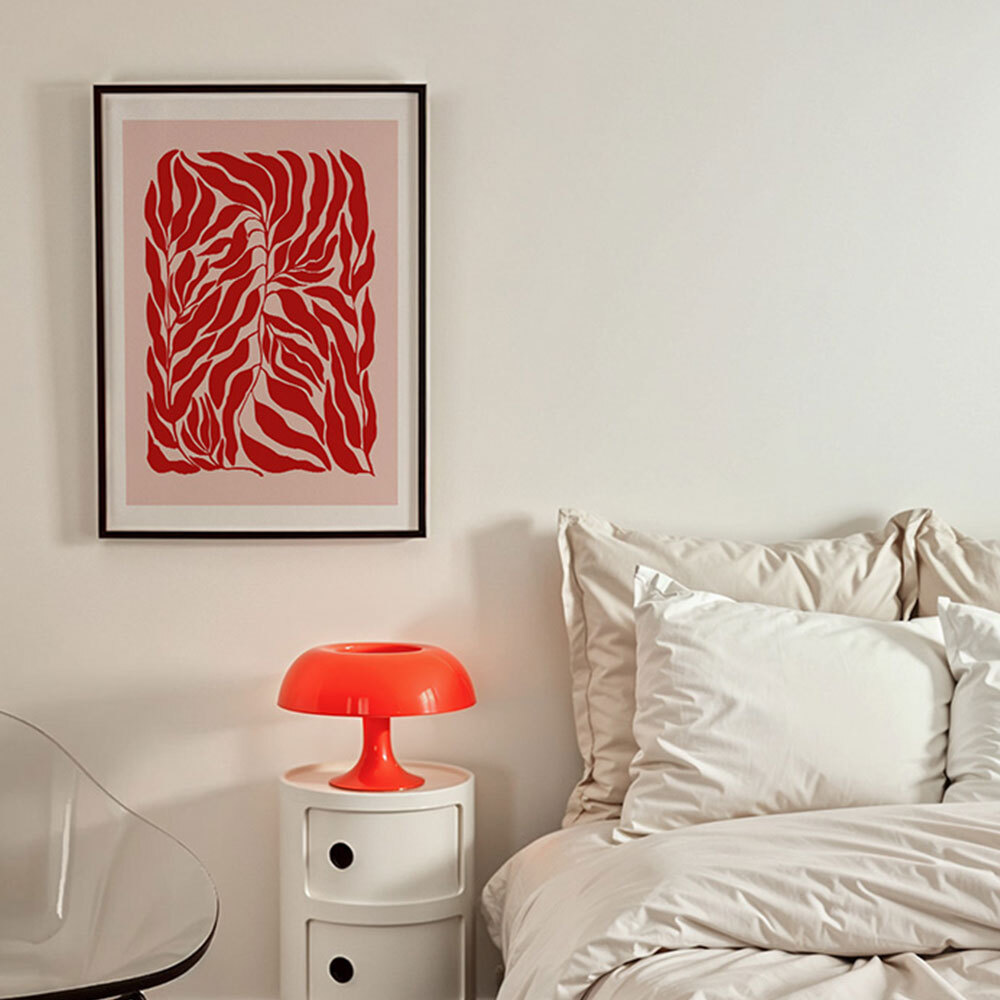 pink & red botanical poster art print by the print republic in black frame