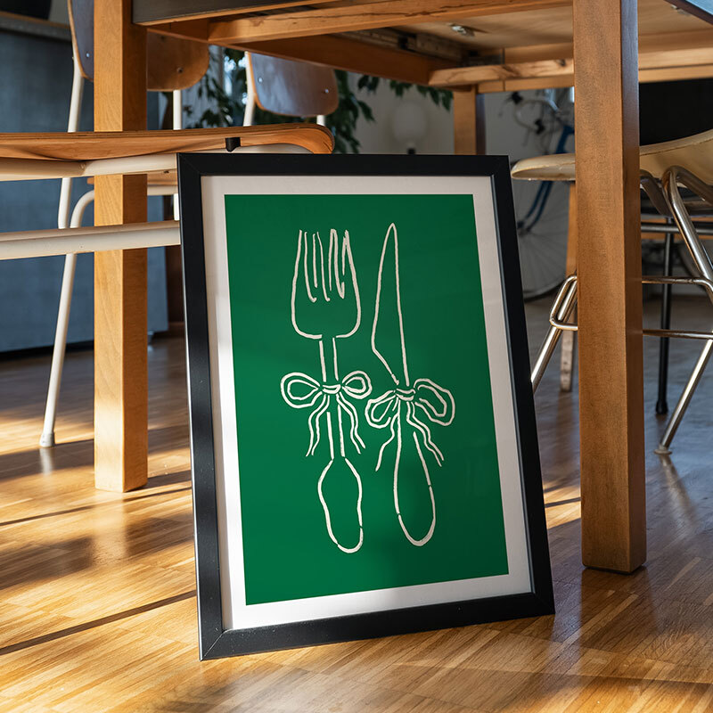 dinner time art print by nice draws in black frame