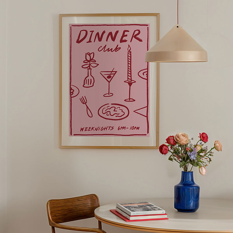 weeknights 6 to 10 art print by nice draws in oak frame