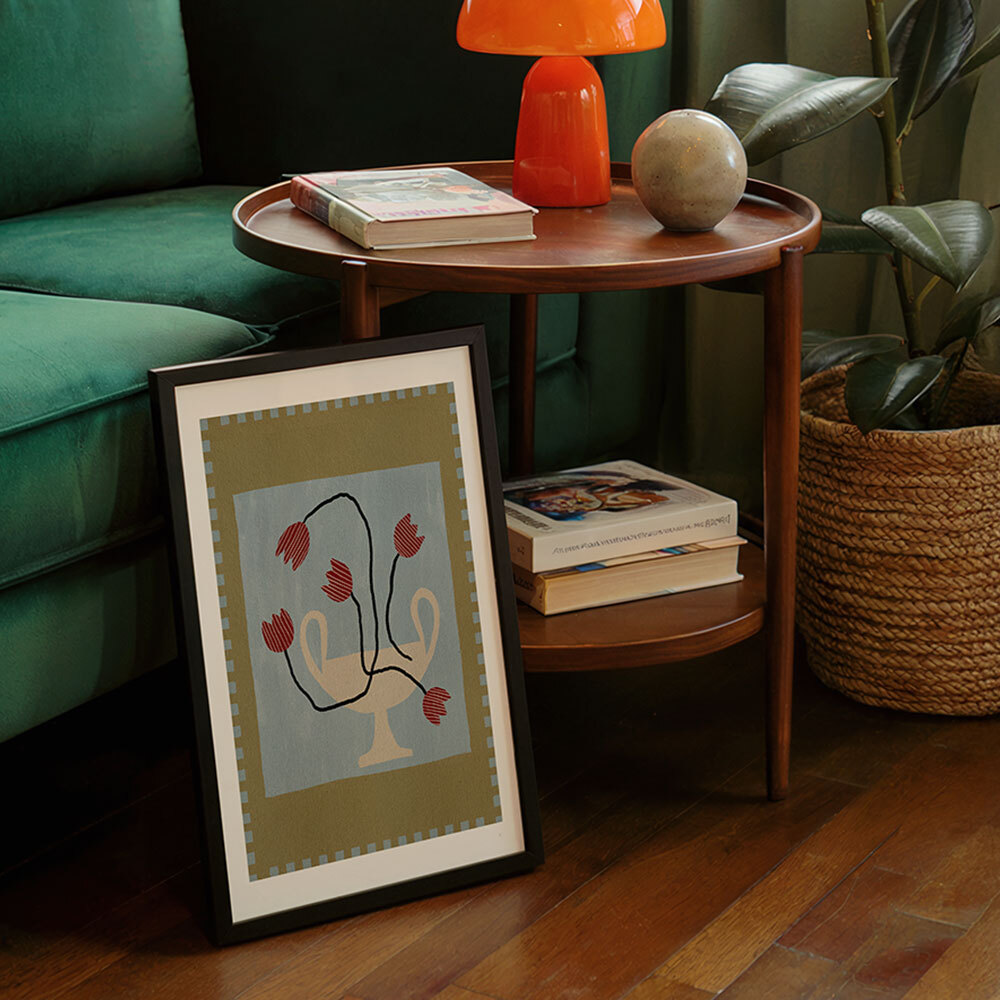 out of vase blooms VI art print by shatha dafai in black frame