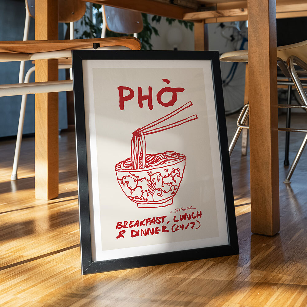 pho art print by stephie cardona in black frame