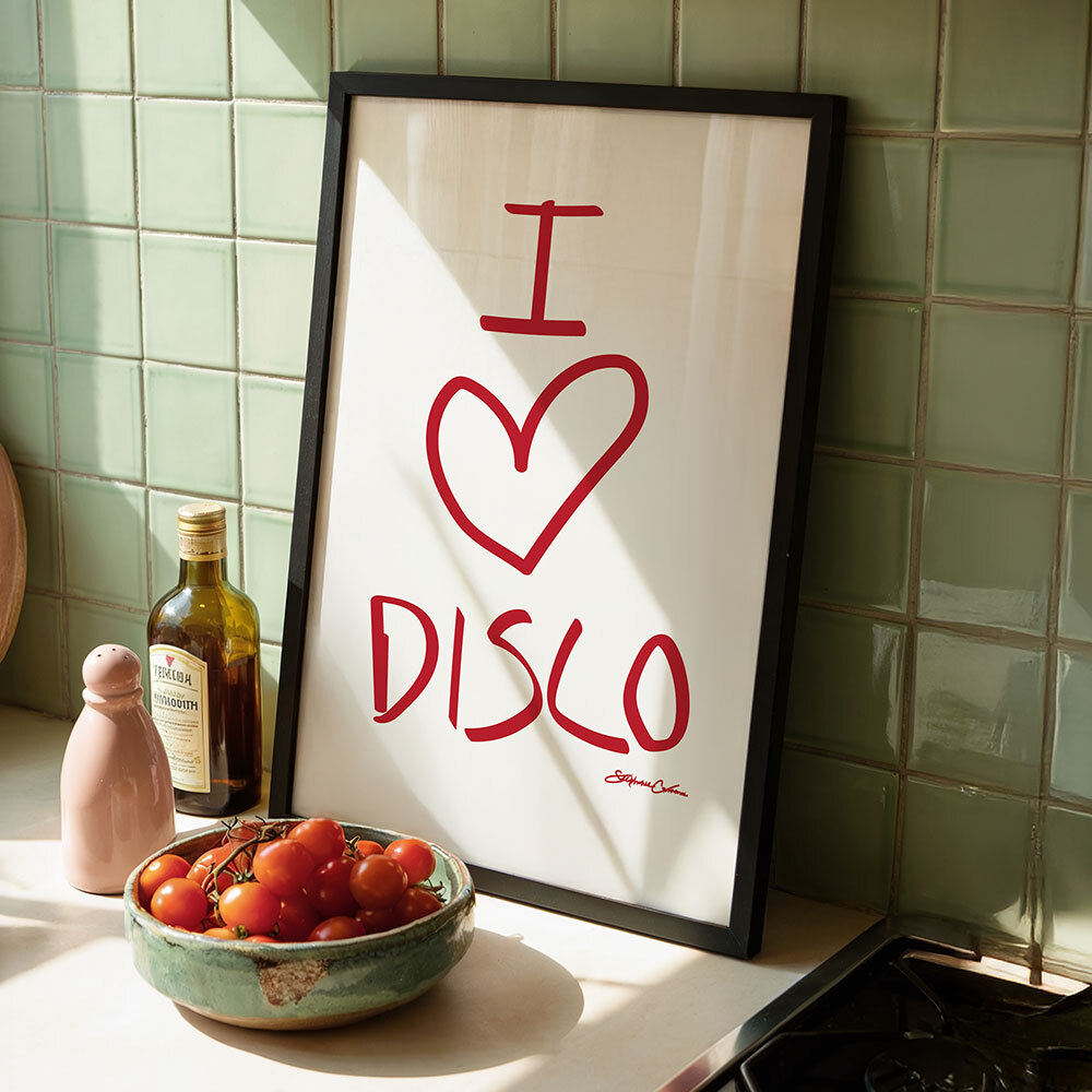 i love disco art print by stephie cardona in black frame