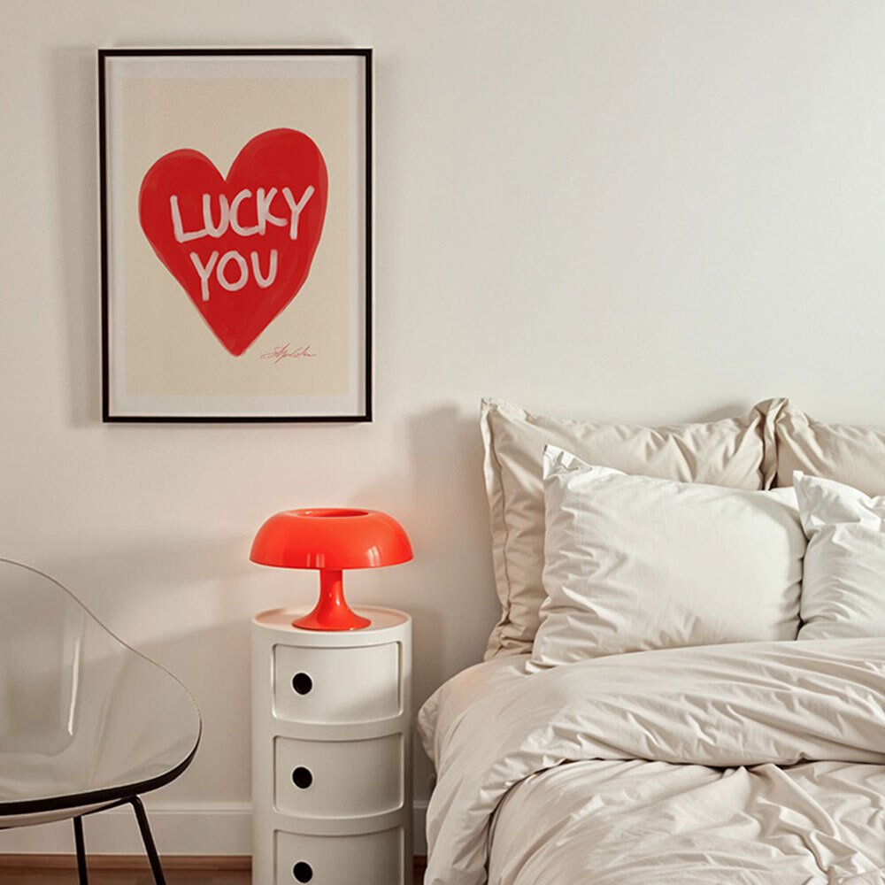 lucky you art print by stephie cardona in black frame