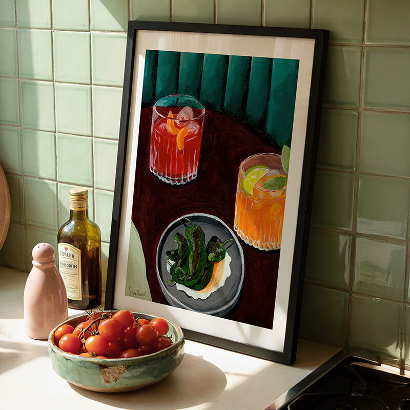 date night art print by susie miller in black frame