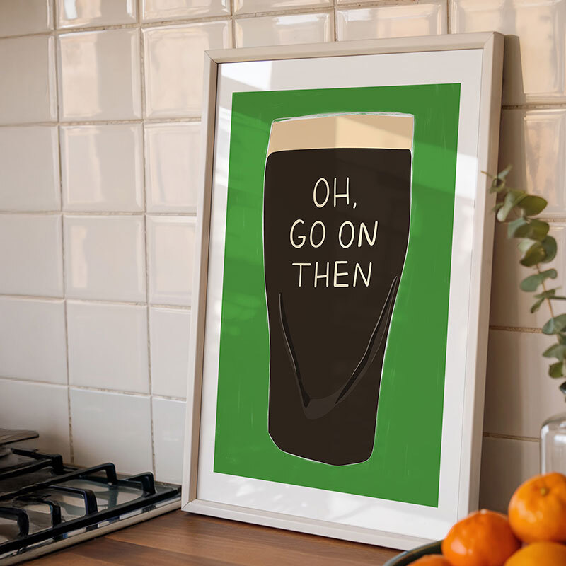 date night art print by twisted rebel design in white frame