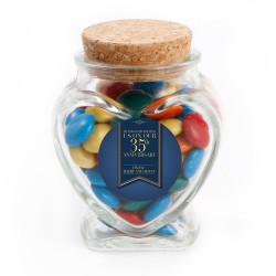 Gold and Blue Text Anniversary Glass Jar