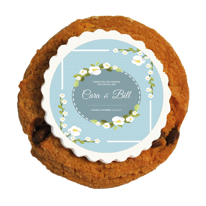 Blue Floral Wedding Printed Cookies