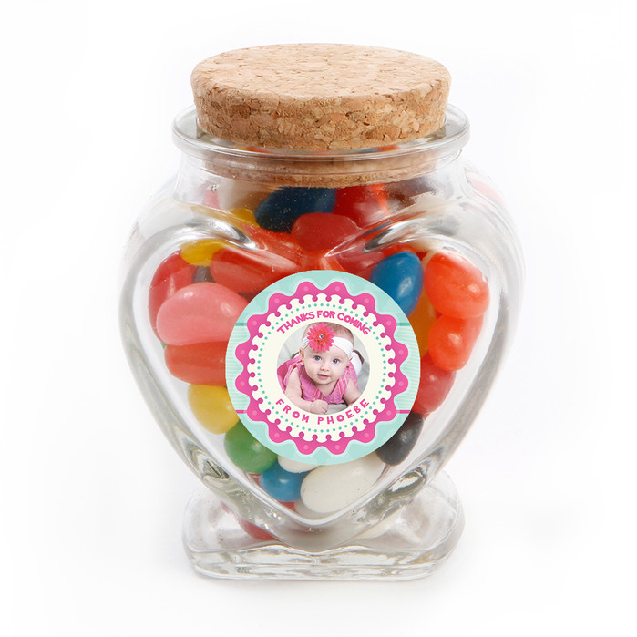 Pink and Blue Custom Photo Baby Shower Glass Jar