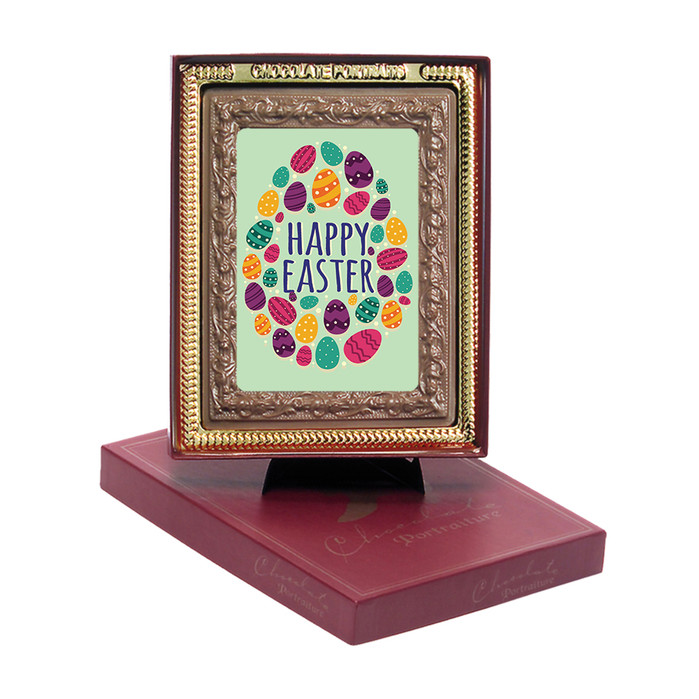Colorful Eggs Happy Easter Chocolate Portrait