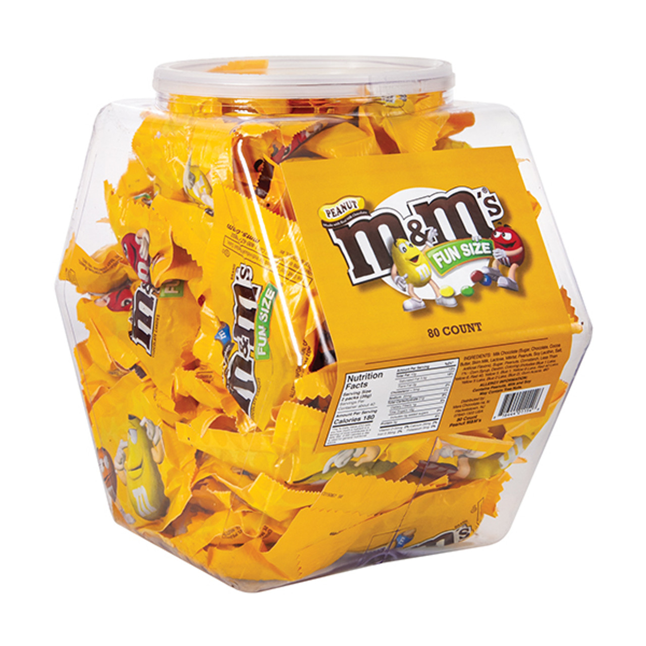 M&M's Fun Size Peanut Chocolate Candies - Bulk Display Tub - 80ct