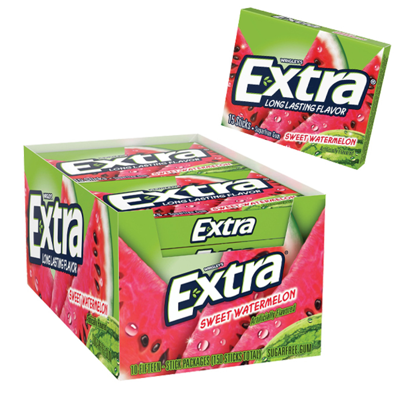 Wrigleys Extra Sweet Watermelon Sugarfree Chewing Gum Box Of 10 x 15 Stick  Packs