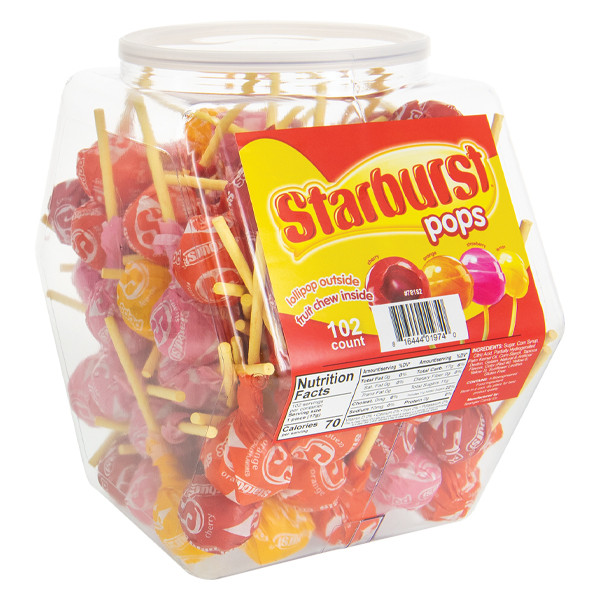Starburst Sucks Fruit Flavoured Lollipops Tub Lollies 'N Stuff