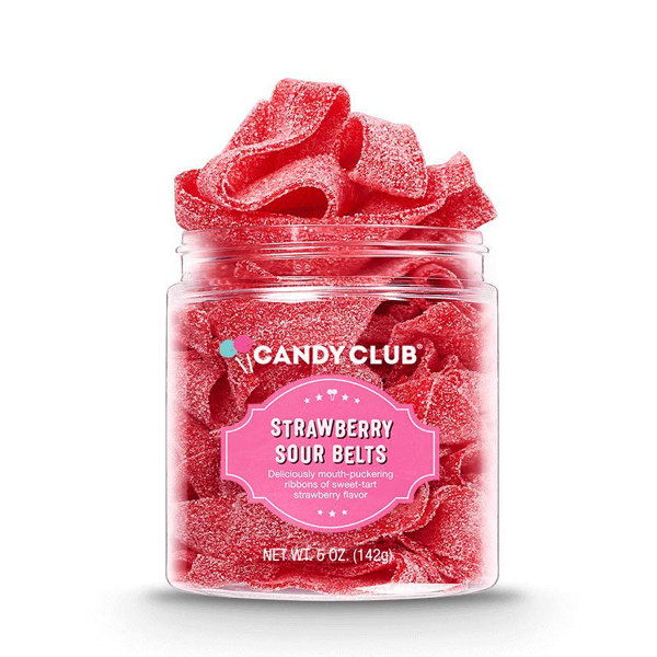 Candy Club Strawberry Sour Belts 5oz 6ct