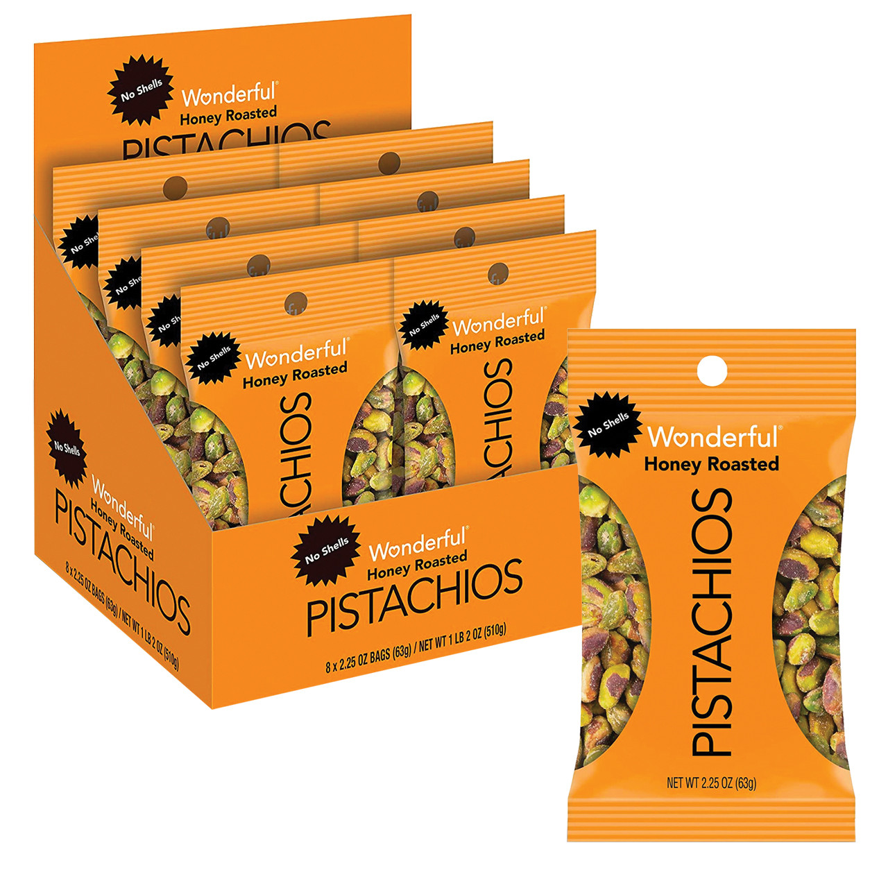 Wonderful Pistachios, Honey Roasted, 8 Packs