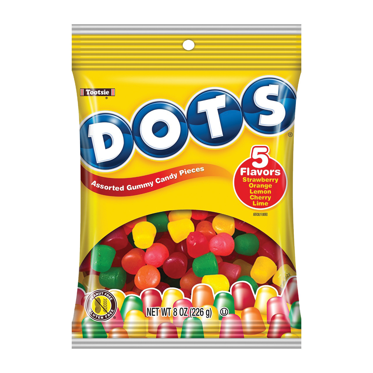 DOTS Individually Wrapped Candy - Original Gummy Candy Flavors - Cherry,  Lime, Orange, Lemon, Strawberry - Gluten Free, Kosher & Peanut Free  Gumdrops