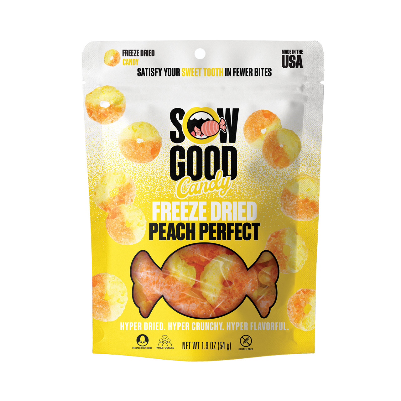 Sow Good Peach Perfect Ring Freeze Dried Candy - 1.9oz Bag