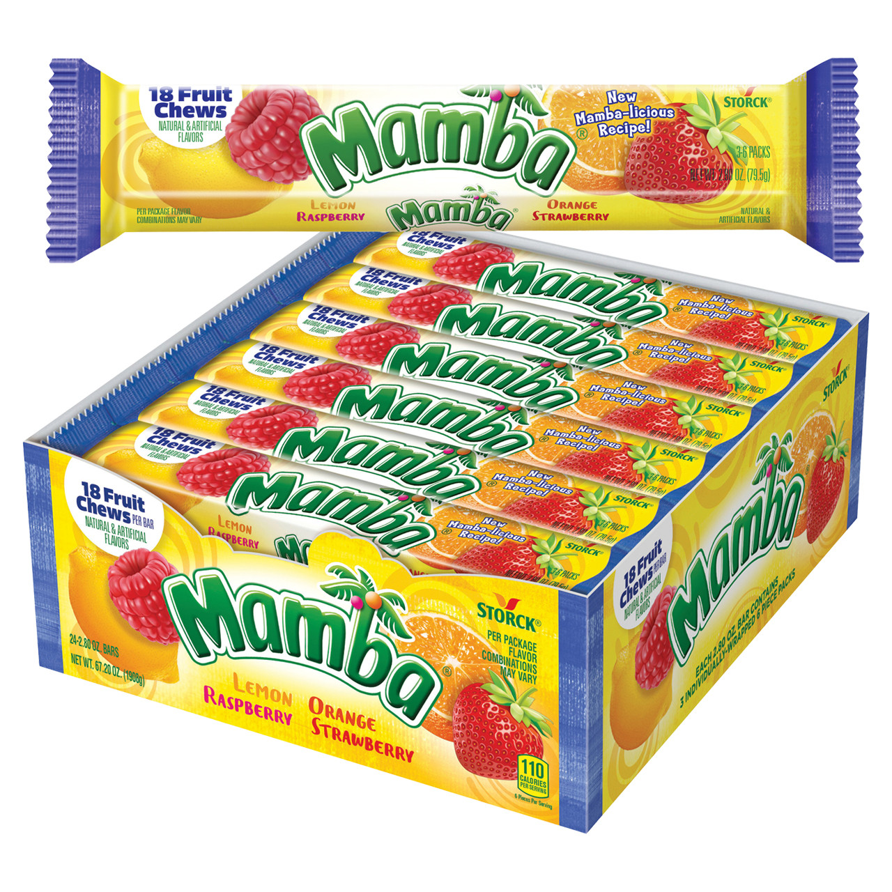 ハーバライフ健康セット(マンゴーx1&バナナx1&チョコレートx1&PPPx2) Mamba Fruit Chews - 24ct Display Box