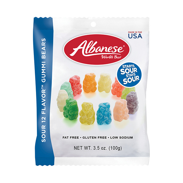 Albanese World's Best Sour Gummi Bears 3.5 Ounce Bags 12ct Box