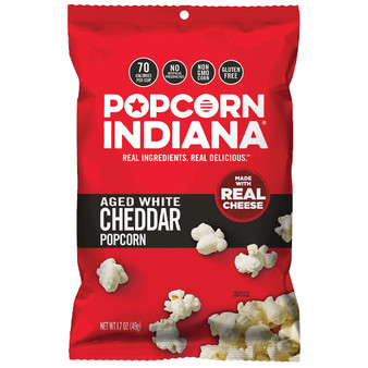 Popcorn Indiana - Aged White Cheddar - 1.7 Ounce Bags - 6ct Display Box
