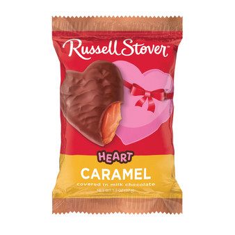 Russell Stover Hearts - Caramel and Milk Chocolate - 18ct Display Box