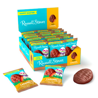 Russell Stover Eggs - Caramel  Covered in Milk Chocolate - 18ct Display Box