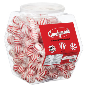 Candyman's Jumbo Peppermint Candy Balls Display Tub - 190ct