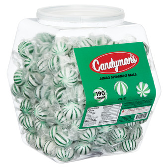 Candyman's Jumbo Spearmint Candy Balls - Bulk Display Tub - 190ct