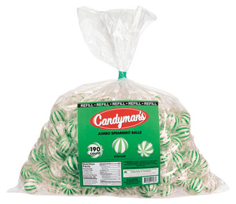 Candyman's Jumbo Spearmint Candy Balls - Bulk Bag - 190ct
