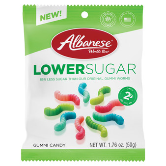 Albanese Lower Sugar Gummi Worms - 1.76 Ounce Bags - 12ct Box