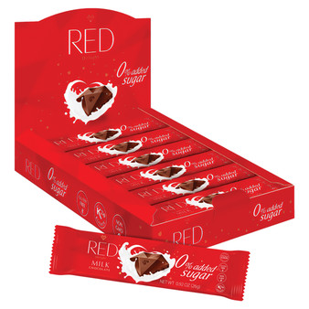 RED Delight No Sugar Added Milk Chocolate Bar - 12ct Display Box