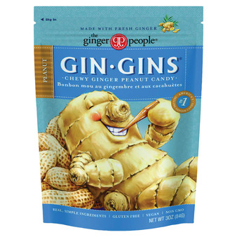 Gin Gins Peanut Ginger Chews - 3 Ounce Bags - 12ct