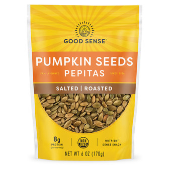 Good Sense Salted Roasted Pumpkin Seeds - Pepitas - 6oz Bag - 12ct