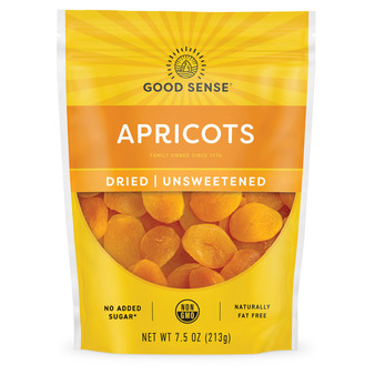 Good Sense Dried Unsweetened Apricots - 7.5oz Bag - 12ct