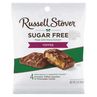 Russell Stover Sugar-Free Toffee Squares – 2oz Bags (10ct Box)