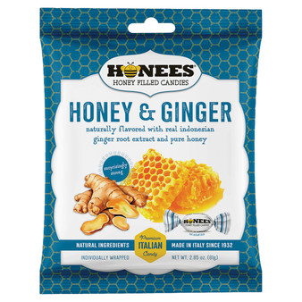 Honees Honey Filled Candies - Honey & Ginger - 12ct