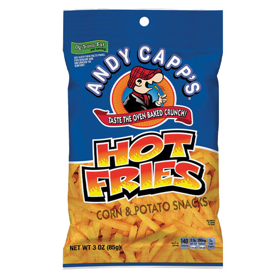 Andy Capp's Hot Fries Corn and Potato Snacks - 12ct Display Box