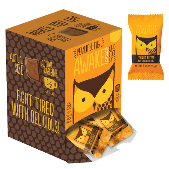 Awake Caffeinated Peanut Butter Chocolate Bites - 50ct Display Box