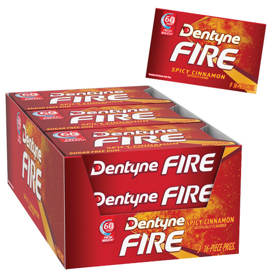 Dentyne Fire Gum - Spicy Cinnamon - 9ct Display Box