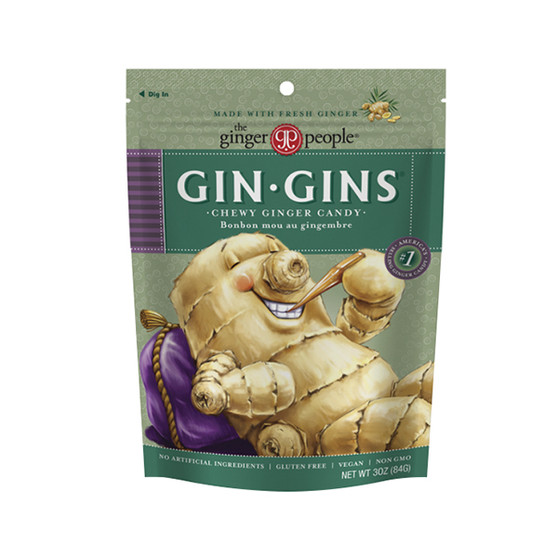 Gin Gins Chewy Ginger Candy - Original - 3 Ounce Bags - 12ct Box