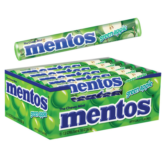 Mentos Chewy Mints - Green Apple - 15ct Display Box
