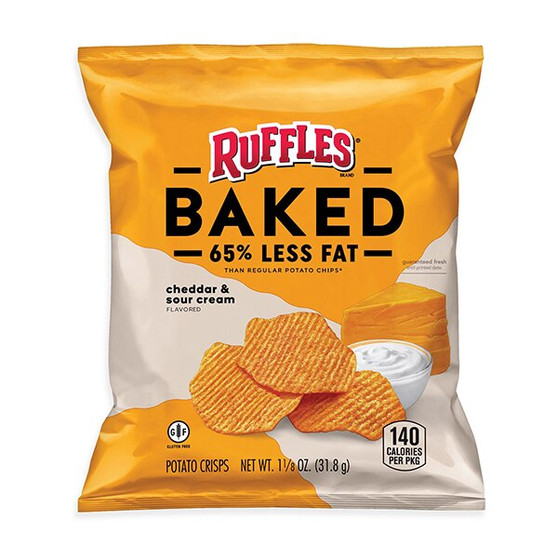 Baked Ruffles Cheddar and Sour Cream - 1.125 Ounce Bags - 12ct Box