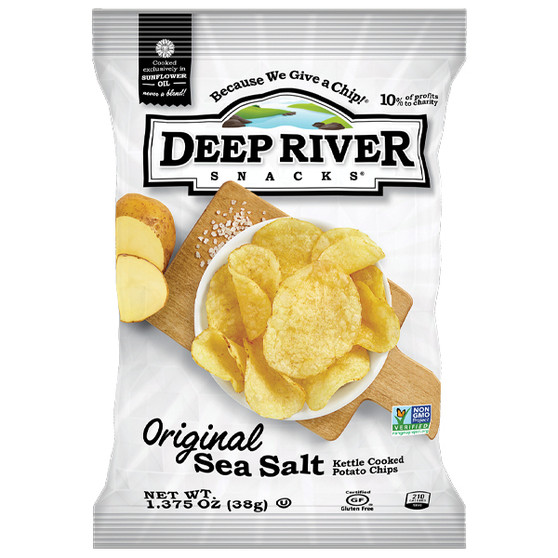 Deep River Snacks Kettle Cooked Potato Chips - Original Sea Salt - 1.375 Ounce Bags - 12ct Box