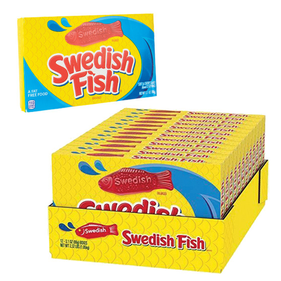 Swedish Fish Soft and Chewy Candy - Theater Box - 12ct Display Box