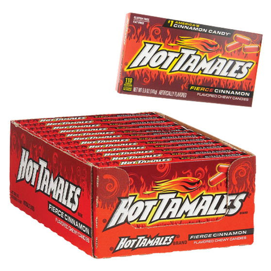 Hot Tamales Chewy Cinnamon Candies - Theater Box - 12ct Display Box