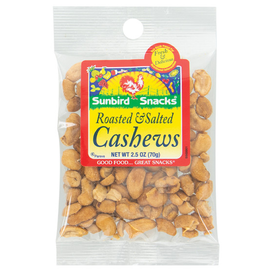 Sunbird Snacks - Roasted and Salted Cashews - 12ct Box
